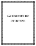 CÁC HÌNH THỨC TÊN HỌ VIỆT NAM