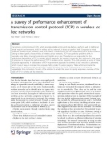 Báo cáo hóa học: A survey of performance enhancement of transmission control protocol (TCP) in wireless ad hoc networks