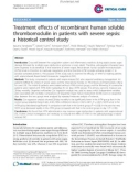 Báo cáo y học: Treatment effects of recombinant human soluble thrombomodulin in patients with severe sepsis: a historical control study