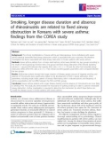 Báo cáo y học: Smoking, longer disease duration and absence of rhinosinusitis are related to fixed airway obstruction in Koreans with severe asthma: findings from the COREA study