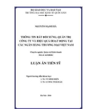 Luận án Tiến sỹ: Thông tin bất đối xứng, quản trị công ty và hiệu quả hoạt động tại các ngân hàng thương mại Việt Nam