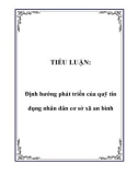 TIỂU LUẬN: Định hướng phát triển của quỹ tín dụng nhân dân cơ sở xã an bình