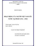 Luận văn Thạc sĩ Lịch sử: Hoạt động của người Việt Nam yêu nước tại Pháp (1912-1925)