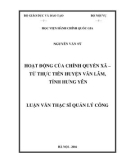 Luận văn Thạc sĩ Quản lý công: Hoạt động của chính quyền xã – từ thực tiễn huyện Văn Lâm, tỉnh Hưng Yên