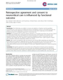 Báo cáo y học: Retrospective agreement and consent to neurocritical care is influenced by functional outcome