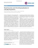 Báo cáo y học: Renal function and thromboprophylaxis in critically ill patients