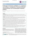 Báo cáo y học: Prolonged mechanical ventilation in a respiratorycare setting: a comparison of outcome between tracheostomized and translaryngeal intubated patients