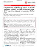 Báo cáo khoa học: Gas-permeable ethylene bags for the small scale cultivation of highly pathogenic avian influenza H5N1 and other viruses in embryonated chicken eggs