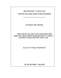 Luận văn Thạc sĩ Kinh tế: Phân tích các nhân tố ảnh hưởng đến hiệu quả hoạt động kinh doanh của NHTM cổ phần Ngoại Thương Việt Nam