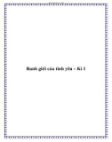 Ranh giới của tình yêu – Kì 1