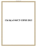 Chỉ thị số 04/CT-UBND 2013