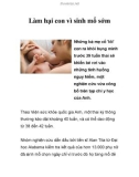 Làm hại con vì sinh mổ sớm