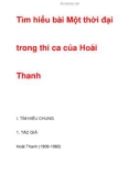 Tìm hiểu bài Một thời đạitrong thi ca của HoàiThanh