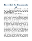 Bí quyết để đạt điểm cao môn sử