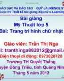 Bài giảng Mỹ thuật 5: Bài 18 - GV. Trần Thị Nga