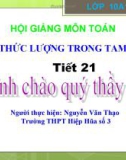 Bài giảng Hình học 10 - Bài 3: Các hệ thức lượng trong tam giác và giải tam giác