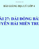 Bài giảng Địa lý 4 bài 27: Dải đồng bằng duyên hải miền Trung