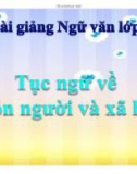 Bài giảng Ngữ văn 7: Tục ngữ về con người và xã hội