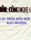 Bài giảng Công nghệ 6 bài 20: Thực hành - Trộn hỗn hợp nộm rau muống