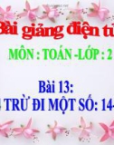 Bài giảng 14 trừ đi một số: 14-8 - Toán 2 - GV.Lê Văn Hải