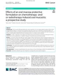 Effects of an oral mucosa protective formulation on chemotherapy- and/ or radiotherapy-induced oral mucositis: A prospective study