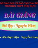 Bài giảng Giải tích 12 - Bài tập: Nguyên hàm