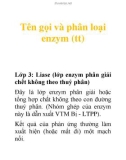 Tên gọi và phân loại enzym (Lớp Liase)