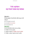 Trắc nghiệm: SỰ PHÁT SINH SỰ SỐNG