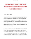 BA ĐÒN CHIẾN LƯỢC, TỔNG TIẾN CÔNG VÀ NỔI DẬY GIẢI PHÓNG HOÀN TOÀN MIỀN NAM 1975_1