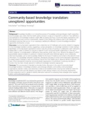 báo cáo khoa học: Community-based knowledge translation: unexplored opportunities