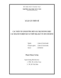 Luận án Tiến sĩ Các nhân tố ảnh hưởng đến giá trị thương hiệu các doanh nghiệp bán lẻ trên địa bàn Tp. Hồ Chí Minh