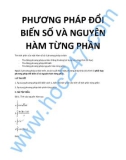 Phương pháp tính tích phân kết hợp đổi biến số và nguyên hàm từng phần