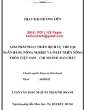 Luận văn Thạc sĩ Quản trị kinh doanh: Giải pháp phát triển dịch vụ thẻ tại Ngân hàng Nông nghiệp và Phát triển Nông thôn Việt Nam - Chi nhánh Hải Châu