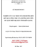 Luận văn Thạc sĩ Quản trị kinh doanh: Nghiên cứu các nhân tố ảnh hưởng đến kết quả công việc của hướng dẫn viên du lịch trên địa bàn tỉnh Kiên Giang