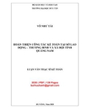 Luận văn Thạc sĩ Kế toán: Hoàn thiện công tác kế toán tại Sở Lao động – Thương binh và Xã hội tỉnh Quảng Nam