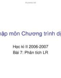 Nhập môn Chương trình dịch - Bài 7