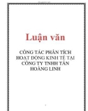 Luận văn: CÔNG TÁC PHÂN TÍCH HOẠT ĐỘNG KINH TẾ TẠI CÔNG TY TNHH TÂN HOÀNG LINH