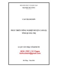 Luận văn Thạc sĩ Kinh tế: Phát triển nông nghiệp huyện Cam Lộ, tỉnh Quảng Trị