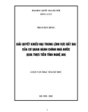 Luận văn Thạc sĩ Luật học: Giải quyết khiếu nại trong lĩnh vực đất đai của cơ quan hành chính nhà nước (qua thực tiễn tỉnh Nghệ An)