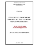 Luận văn Thạc sĩ Quản trị kinh doanh: Nâng cao chất lượng đội ngũ giảng viên dạy nghề tại Trường Trung cấp nghề Đức Hòa