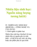 Nhiên liệu sinh học: Nguồn năng lượng tương lai(tt)