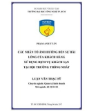 Luận văn Thạc sĩ: Các nhân tố ảnh hưởng đến sự hài lòng của khách hàng sử dụng dịch vụ khách sạn tại hội trường Thống Nhất