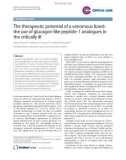 Báo cáo y học: The therapeutic potential of a venomous lizard: the use of glucagon-like peptide-1 analogues in the critically ill