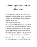 Cẩm nang du lịch Ma-Cao, Hồng Kông