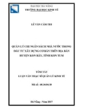 Tóm tắt luận văn Thạc sĩ Quản lý kinh tế: Quản lý chi ngân sách nhà nước trong đầu tư xây dựng cơ bản trên địa bàn huyện Kon Rẫy, tỉnh Kon Tum