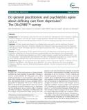 Báo cáo y học: Do general practitioners and psychiatrists agree about defining cure from depression? The DEsCRIBE™ survey