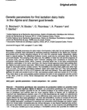 Báo cáo sinh học: Genetic parameters for first lactation dairy traits in the Alpine and Saanen goat breeds