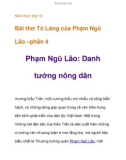 Kiến thức lớp 10 Bài thơ Tỏ Lòng của Phạm Ngũ Lão danh tướng nông dân