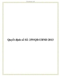 Quyết định số Số: 259/QĐ-UBND 2013