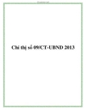 Chỉ thị số 09/CT-UBND 2013